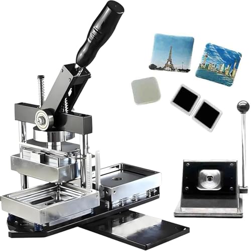Button-Button-Maker in Rechteckiger Form Für Kühlschrankmagnete,Button Pin Maker,Papierschneider+100 Stück Materialien,Magnetischer Button-Maker Für Kinder,90 * 65mm von DPLXQPP