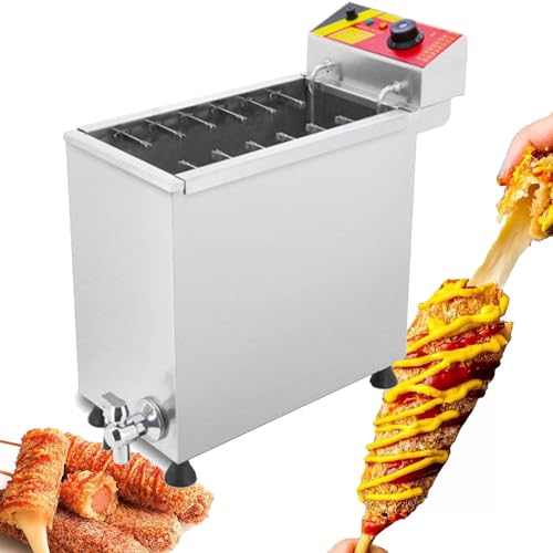 DPLXQPP Käse-Hot-Dog-Fritteuse,12-teilige Wurstfritteuse,Hot-Dog-Corn-Dog-Fritteuse mit Griff,Käsesticks für Restaurants,Heimküchen,Snackbars,25L-110V von DPLXQPP