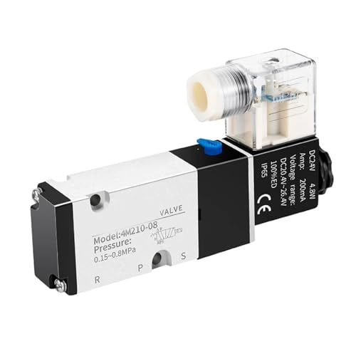 1 STÜCKE 4M210-08 4M310-10 4M410-15 Pneumatisches elektrisches Magnetventil 2 Positionen 3 Ports Fünfwege-Steuerluftventil Elektromagnetisch.(4m210-08 Pc12-02,DC24) von DPNABQOOQ