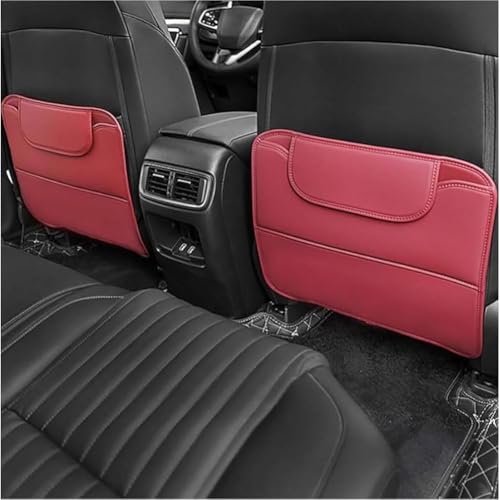 DPONHJ 2 Stück Auto Rücksitz Anti Kick Pad für VW LAVIDA 2012-2023, Autositz Rückenlehne Schutz, Leder Autositz Rückenlehnenschutz Kick Matte, Wasserdicht Kratzfest Zubehör,A-RED von DPONHJ