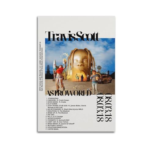 DPQICHH Travis Scott Astroworld Albumcover-Poster, Leinwand-Kunstdruck, Ölgemälde, Musikposter, Wohnzimmer-Dekoration, 30 x 45 cm, ungerahmt von DPQICHH