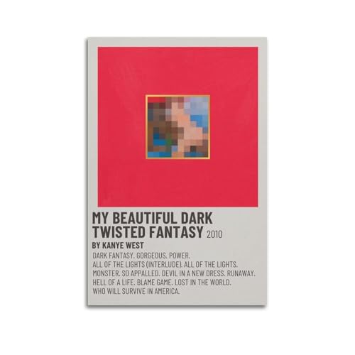 Kanye West My Beautiful Dark Twisted FantasyArtist Album Cover Poster Leinwand Gemälde Poster Ölgemälde Druck Poster Kunstalbum Home Painting Wohnzimmer Dekoration Leinwand Art Deco Wanddekoration 12 von DPQICHH