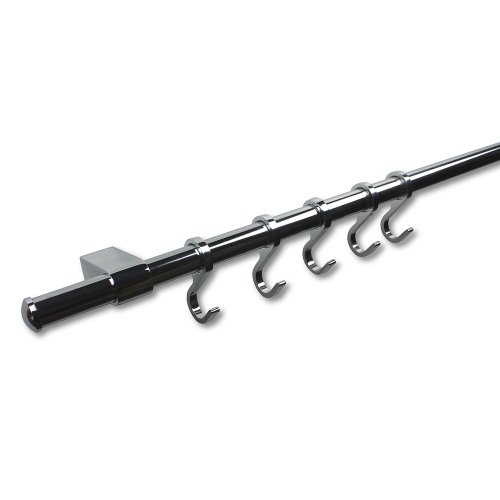 DPS Shopfitting Hängeleiste 100cm, Metal verchromte Küchenleiste zur Wandbefestigung, mit 10 Haken von DPS Shopfitting
