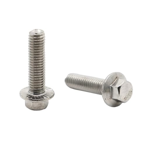 304 Edelstahlschrauben, 1–10 Stück M5 M6 M8 M10 M12 GB5787 A2-70 304 Edelstahl-Sechskantschraube mit gezähnter Flanschkappe, Sechskant-Unterlegscheibe(M5 10pcs 16mm) von DPSQQ