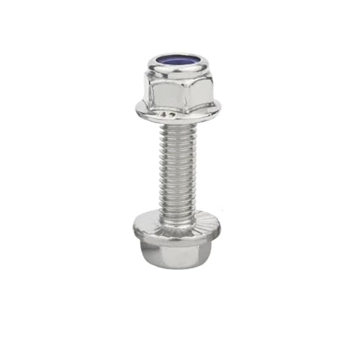 304 Edelstahlschrauben, selbstschneidende Schrauben 2–5 Stück M4 M5 M6 M8 M10 A2-70 304 Edelstahl GB5787 mit Flansch-Nylon-Kontermutter(M10 2PCS X60mm) von DPSQQ