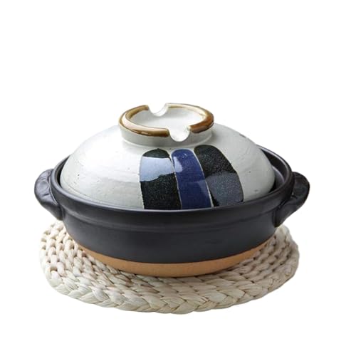 Auflaufform, Bunter Keramik-Hot Pot, Hitzebeständiger Auflauf mit Deckel, Kleiner Runder Steingut-Tontopf, Reiskocher for Eintopfsuppennudeln von DPSQQ