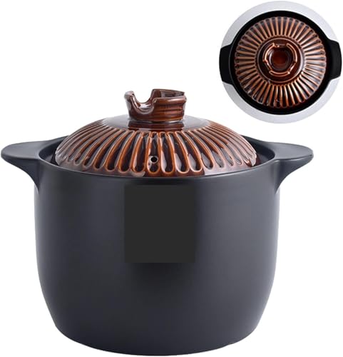 Auflaufform, Steingut-Tontopf im Stil, runder Porzellan-Kochtopf mit Deckel und Griff, Keramik-Suppentopf for die Küche im Restaurant zu Hause (3,5 l)(3.5L) von DPSQQ