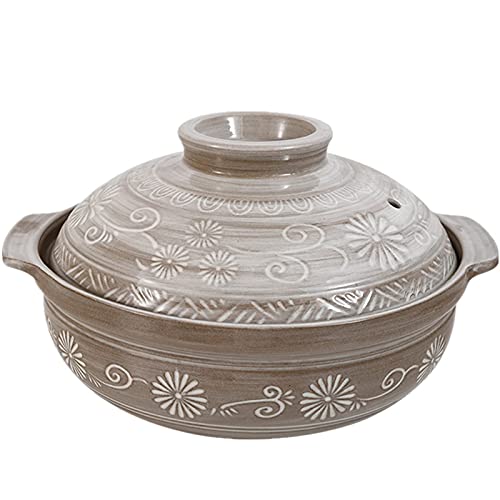 Auflaufform, bedruckte Keramikkasserolle mit Deckel, Slow Cooker, Hot Pot, Steingut-Tontopf, Suppentopf for Reis-Eintopfsuppe von DPSQQ