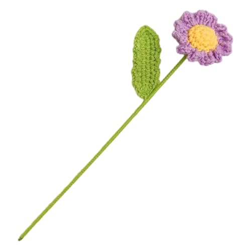 DPSQQ Häkelblumen, gestrickte Blumen, DIY-Strickstrauß, Handgestrickte Kunstblumen, Strickblumen, Zuhause, Hochzeit, Party, Tisch, Häkelblumenstrauß, gestrickte Blumen (Rosa)(Purple) von DPSQQ