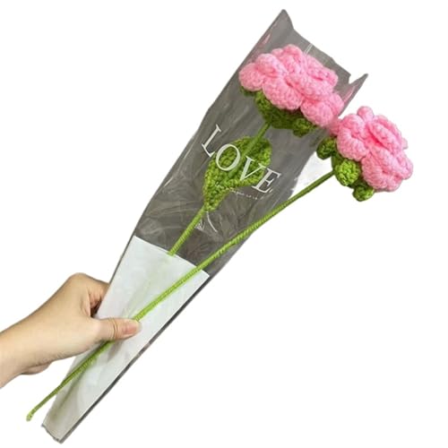 DPSQQ Häkelblumen, gestrickte Blumen, DIY-Strickstrauß, Rosenblumenstrauß, Handgestrickte Kunstblumen, Strickblumen, Heimtisch, Häkelblumenstrauß, gestrickte Blumen (1)(12) von DPSQQ