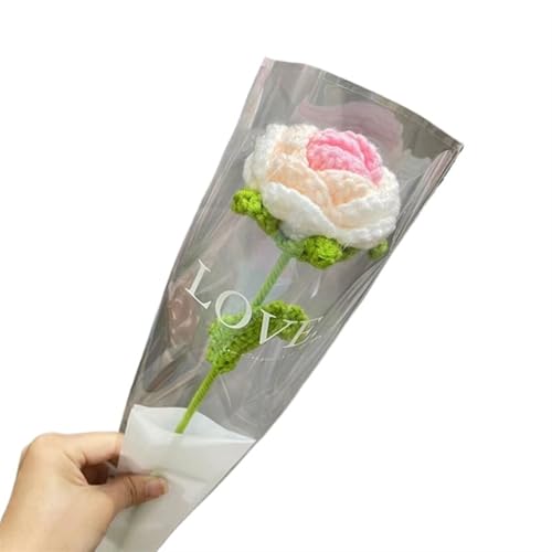 DPSQQ Häkelblumen, gestrickte Blumen, DIY-Strickstrauß, Rosenblumenstrauß, Handgestrickte Kunstblumen, Strickblumen, Heimtisch, Häkelblumenstrauß, gestrickte Blumen (1)(2) von DPSQQ