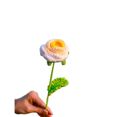 DPSQQ Häkelblumen, gestrickte Blumen, Strickblumen, Rosen, Einzelstrauß, Simulationsblume, Heimdekoration, Hochzeit, Handgestrickte Häkelblumen, gestrickte Blumen (C, 1 Stück)(D,1PCS) von DPSQQ