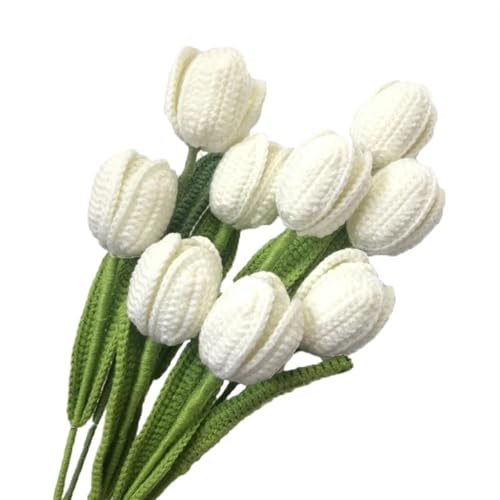 DPSQQ Häkelblumen, gestrickte Blumen, künstlicher Tulpenstrauß, handgefertigte Strickblumen for Heimdekoration, Wollgarn, Häkelblume for Vase, handgewebte Strickblumen (03)(1) von DPSQQ
