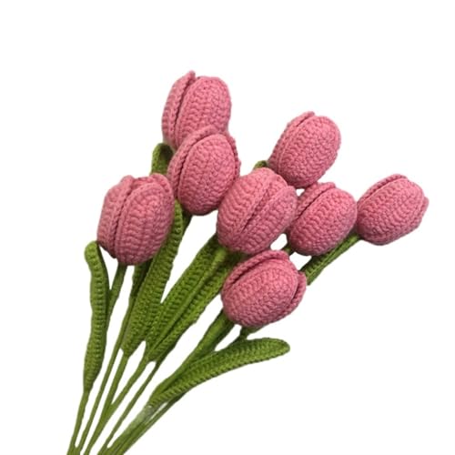 DPSQQ Häkelblumen, gestrickte Blumen, künstlicher Tulpenstrauß, handgefertigte Strickblumen for Heimdekoration, Wollgarn, Häkelblume for Vase, handgewebte Strickblumen (03)(2) von DPSQQ