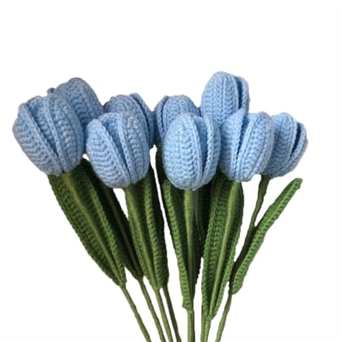 DPSQQ Häkelblumen, gestrickte Blumen, künstlicher Tulpenstrauß, handgefertigte Strickblumen for Heimdekoration, Wollgarn, Häkelblume for Vase, handgewebte Strickblumen (03)(3) von DPSQQ