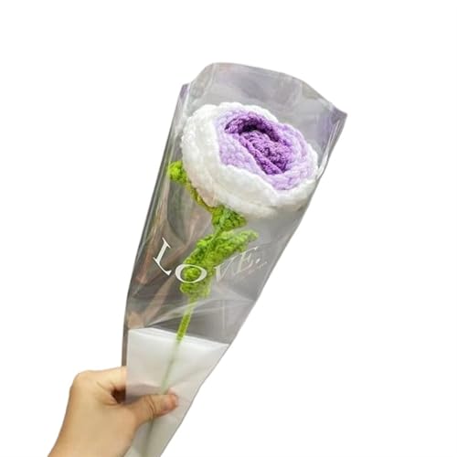 DPSQQ Häkelblumen, gestrickte Blumen, simulierte handgefertigte Rosen-Kunstblumen, Wolle, Strickrosen, Häkel-Heimstrauß-Dekorationen, gestrickte Blumen (09)(3) von DPSQQ