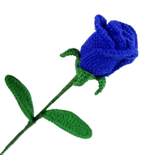 DPSQQ Häkelblumen, gestrickte Blumen, simulierte handgefertigte Rosen-Kunstblumen, Wolle, Strickrosen, Häkel-Heimstrauß-Dekorationen, gestrickte Blumen (09)(Blue) von DPSQQ