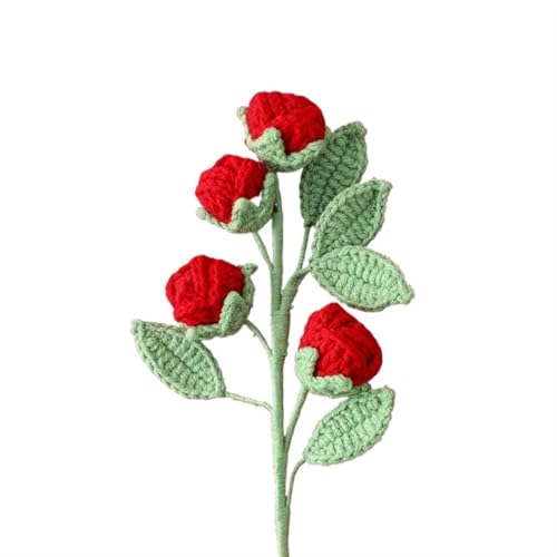 Häkelblumen, gestrickte Blumen, gehäkelte gestrickte Blumenrose, künstlicher Blumenstrauß, künstliche Blumen for Vase, Zuhause, Zimmer, Tischdekoration, Blumenarrangement, gestrickte Blumen (01) von DPSQQ