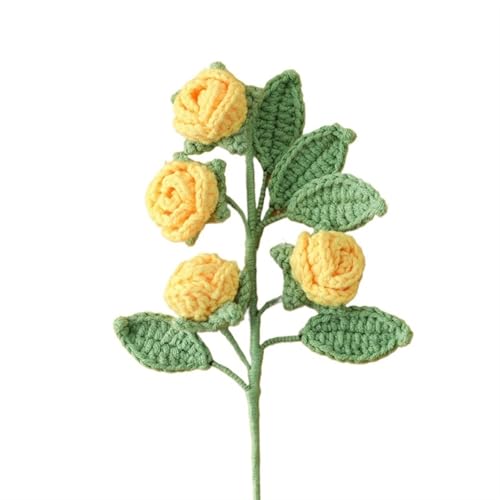 Häkelblumen, gestrickte Blumen, gehäkelte gestrickte Blumenrose, künstlicher Blumenstrauß, künstliche Blumen for Vase, Zuhause, Zimmer, Tischdekoration, Blumenarrangement, gestrickte Blumen (05) von DPSQQ