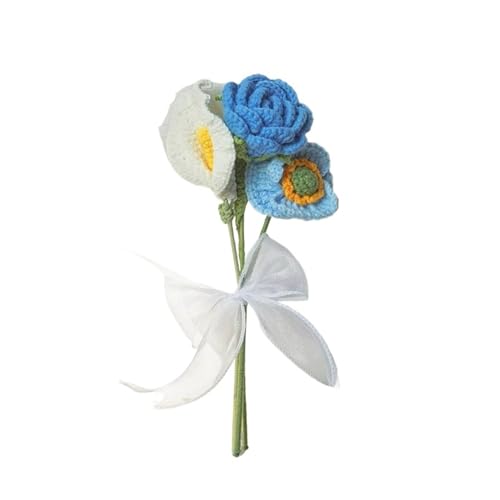 Häkelblumen, gestrickte Blumen, handgestrickte Tulpen-Rosen-Häkelblumen, künstlicher Blumenstrauß, selbstgemachte Tischdekoration, Geburtstag, Hochzeit, Geschenkartikel, gestrickte Blumen (8)(2) von DPSQQ
