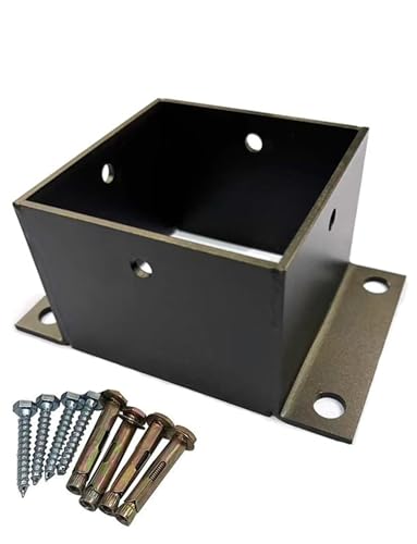 Hochleistungs-Pfostensockel, Betonpfostenanker, Pfostenhalter for Veranda-Pergola, Bodenflansch for Deckpfostensockel, Grundplatte for Zaunsäulen mit Installationssatz (185 x 185 x 130 mm)(81x81x80mm) von DPSQQ