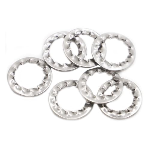 Sicherungsscheiben aus Edelstahl, M2 M3 M4 M5 M6 M8 M10 M14 - M24 304 Edelstahl GB861.2 DIN6798J Innenverzahnte Federscheibendichtung (Farbe: Silber, Größe: M2 50 Stück)(M22 5pcs) von DPSQQ