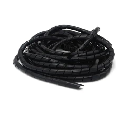 Spiralkabel-Wickelschlauch, Spiralkabel, 8 Meter Kabel-Spiralwickelband, Außendurchmesser 10 mm, Rohrdurchmesser, schwarz-weiß, Wickelkabelhülle, Spiralgehäuse, umwickelt Kabel (schwarz)(Black) von DPSQQ