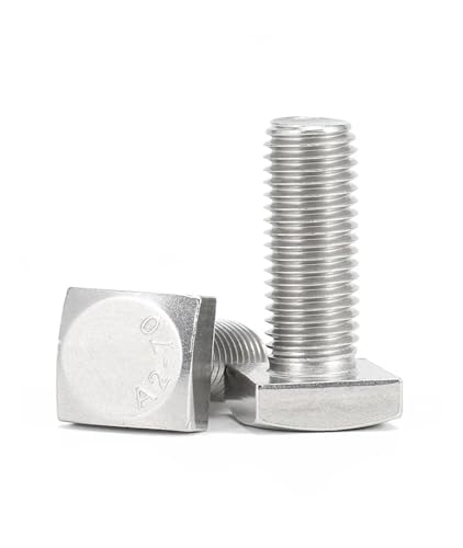 T-förmige Schraube, 1~10 Stück M4 M5 M6 M8 M10 M12 304 A2 Edelstahl Vierkantschrauben Vierkantkopf Maschinenschraube (Farbe: 8 mm, Größe: M5-10 Stück)(20mm,M10 1pcs) von DPSQQ
