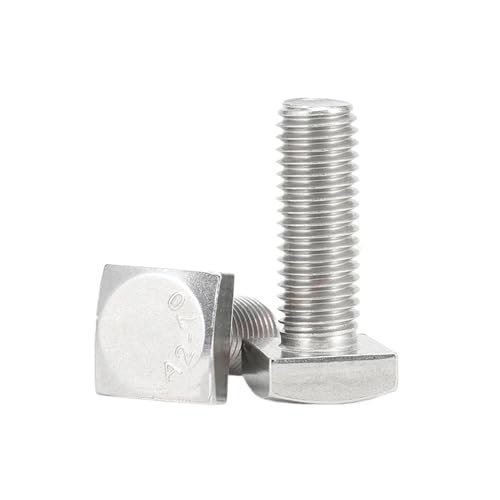 T-förmige Schraube, M4 M5 M6 M8 M10 M12 304 Edelstahl Vierkantschrauben Schraubenlänge 8 10 12 16 20 25 30 35 40 45 60 80 90 100 mm (Farbe: Silber, Größe: M12 x 60 mm (1 Stück))(M10x25mm (1pcs)) von DPSQQ