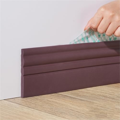 Upgrade flexible Fußleistenleiste, 16,4 Fuß × 98/120 mm selbstklebende Vinyl-Wandsockelleiste, Gummi-Wandsockelleiste mit Falte (Weinrot, 120 mm)(Wine Red,120mm) von DPSQQ
