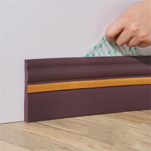 Upgrade flexible Fußleistenleiste, 16,4 Fuß × 98/120 mm selbstklebende Vinyl-Wandsockelleiste, Gummi-Wandsockelleiste mit Falte (Weinrot, 120 mm)(Wine Red Gold,120mm) von DPSQQ