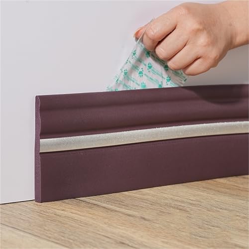 Upgrade flexible Fußleistenleiste, 16,4 Fuß × 98/120 mm selbstklebende Vinyl-Wandsockelleiste, Gummi-Wandsockelleiste mit Falte (Weinrot, 120 mm)(Wine Red Silver,98mm) von DPSQQ