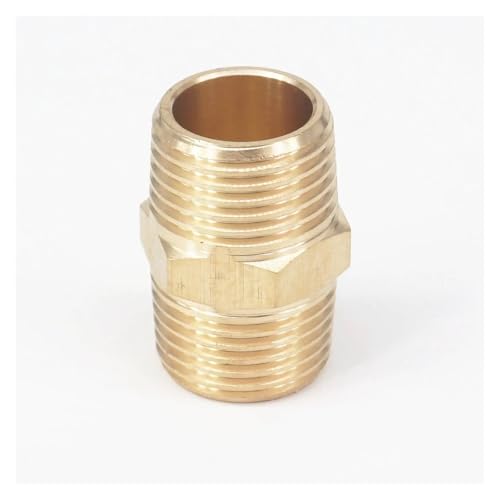1/2" NPT x 1/2" NPT Male Hex Nipple Brass Pipe Fitting Connector Adapter Water Gas Oil Fuel von DPURPIWADY