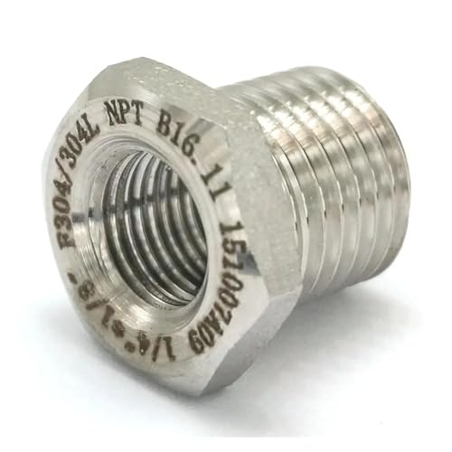 1/4" NPT Male x 1/8" NPT Female 304 Stainless Steel Reducing Bush Forged Pipe Fitting 3000 PSI Water Gas Oil 1/4" NPT Male x 1/8" NPT Female 304 Stainless Steel Reducing Bush Forged Pipe Fitting 3000 PSI Water Gas Oil von DPURPIWADY