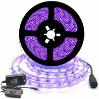 12 V schwarzes UV-flexibles LED-Lichtstreifen-Set – 5 m, 300 LEDs, IP20, mit Transformator – für Heimdekoration, Festivals, Weihnachten – INHHUB von DPZO
