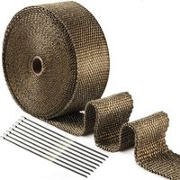 15M x 50mm Titan-Magma-Wärmedämmband + 10 Edelstahl-Kabelbinder für Motorrad-Auspuffkrümmerrohr-Wärmedämmband von DPZO