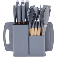 【19-teiliges Küchenset】5 Messer + 13 Silikon-Küchenutensilien mit Aufbewahrungsbox • Graues Kochzubehör für Profi- & Hobbyköche • Inkl. Messerblock & 【19-teiliges Küchenset】5 Messer + 13 Silikon-Küchenutensilien mit Aufbewahrungsbox • Graues Kochzubehör für Profi- & Hobbyköche • Inkl. Messerblock & von DPZO