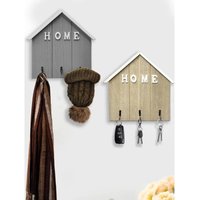 【2 Stück Wand-Haken Set】Selbstklebend oder schraubbare Schlüsselhalter • 3 Montage-Optionen (Grau & Holzoptik) • Dekorative Keyholder für Zuhause von DPZO