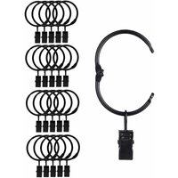 20 Stück Vorhang-Clipringe aus Metall, einfaches Öffnen und Schließen, Innendurchmesser 38 mm, für schwere Vorhänge und leichte Vorhänge (schwarz) von DPZO