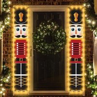 2er-Pack LED-Licht-Nussknacker-Weihnachtsbanner (30 x 180 cm), Nussknacker-Banner-Dekoration mit Licht für Haustür, Garten, Haus, drinnen und von DPZO
