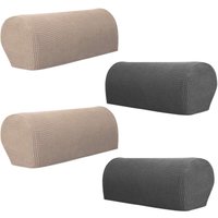 4 Stück Sofa-Armlehnenbezüge, rutschfeste elastische Möbelbezüge, Khakigrau von DPZO