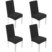 4 x Universal-Stuhlbezug, dehnbar, waschbar, Stuhlhussen für Esszimmerstühle mit Gummiband (schwarz) von DPZO