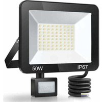50 W LED-Flutlicht für den Außenbereich mit Bewegungsmelder, wasserdichter IP67-LED-Strahler mit Sensor, 5000 lm, 7000 K, kaltweiße Außenbeleuchtung, von DPZO