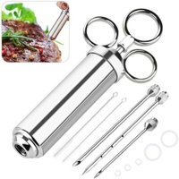 60 ml Marinadenspritze, Soßenspritze aus Edelstahl 304, Lebensmittelinjektor, Küchengerät mit 3 Nadeln zum Marinieren, Kochen, Grillen, Braten von von DPZO