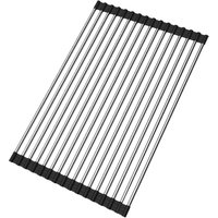 Aufrollbarer Abtropfständer aus Edelstahl, tragbares Abtropfgestell für die Küchenspüle, 17,8 x 11,2 Zoll von DPZO