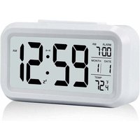Digitaler Morgenwecker, geräuschlose, batteriebetriebene Digitaluhr, großes LED-Display mit Temperatur und Kalender von DPZO