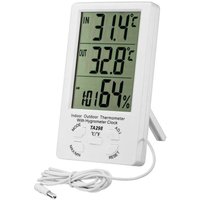 Digitales Innen-/Außenthermometer, LCD-Hygrometer mit Uhr, Min/Max, °C/°F-Schalter von DPZO