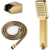 Goldene Handbrause, ABS-Duschkopf, mit 150 cm Schlauch und Halter, Handbrause-Set mit hohem Durchfluss von DPZO