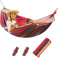 Hängende Hängematte, Outdoor-Mehrpersonen-Baumwollhängematte – 210 x 150 cm – Maximale Belastung 200 kg – Tragbar mit Tragetasche – für Terrasse, Hof von DPZO