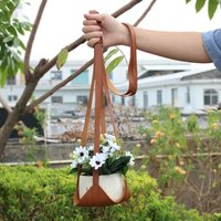 Hängender Blumentopf aus PU-Leder, Wanddekoration für drinnen und draußen, Braun, Pflanzenhalter Hängender Blumentopf aus PU-Leder, Wanddekoration für drinnen und draußen, Braun, Pflanzenhalter von DPZO